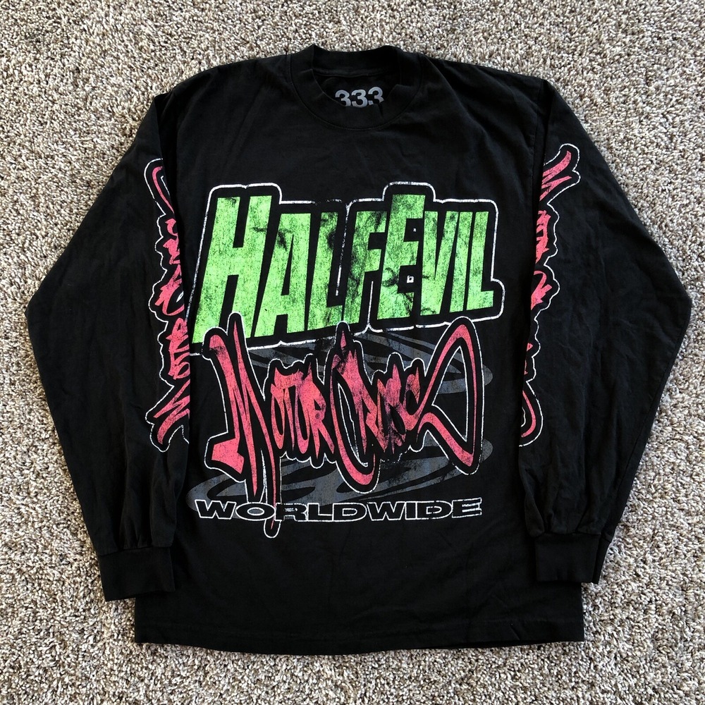 333 Half Evil Motocross Long Sleeve Graphic T-Shirt Mens M Racing Streetwear Y2K